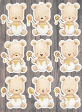 Honey Bear Die Cut Vinyl Stickers Set Scrapbooking Laptop Waterbottle