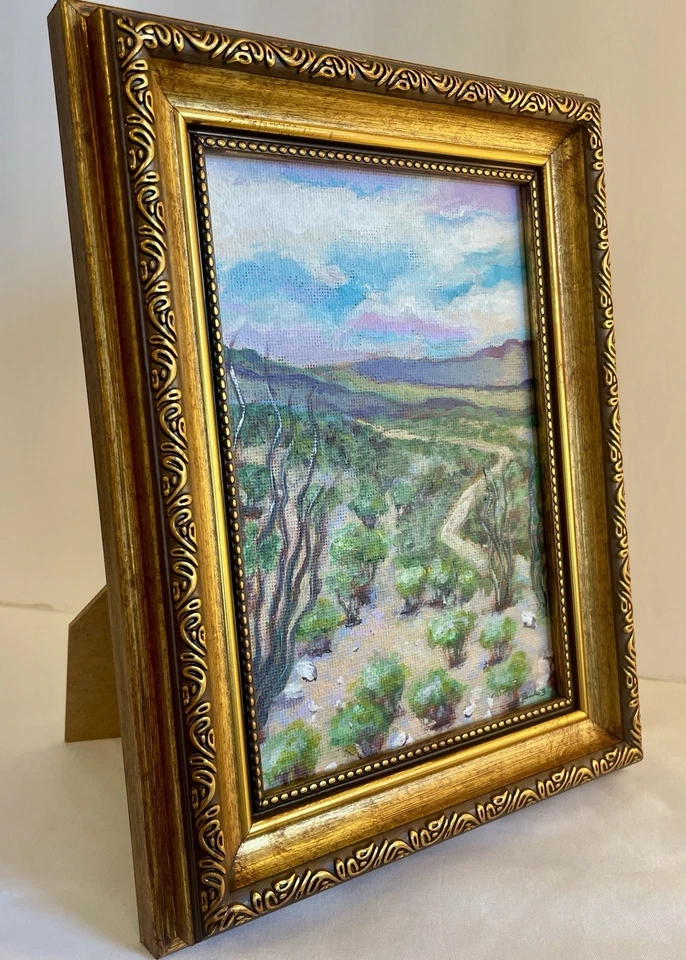 Pintura del sendero del desierto del suroeste de Texas - Arte paisajístico original de Big Bend Ranch Foto 2 de 4