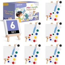 6 Set Mini Acrylic Paint Kit,Mini Stretched Canvas with 6 set 3 3