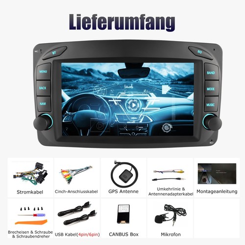 7" Android14 Autoradio Carplay NAVI Für Mercedes Benz G/C-Klasse W203 CL203 S203 - Bild 19 von 19