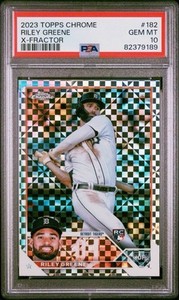 2023 TOPPS CHROME X-FRACTOR #182 RILEY GREENE ROOKIE RC PSA 10