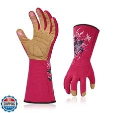 Vgo 1-Pair Ladies' Synthetic Leather Gardening Gloves, Long Sleev