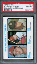 BB - 1973 - TOPPS - #613 - ROOKIE CATCHERS - PSA 8 (NM-MT)