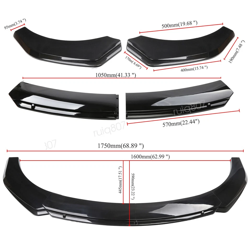 For Peugeot 407 2004-2011 Black Front Bumper Chin Lip Splitter Spoiler Body Kit - Изображение 2 из 4