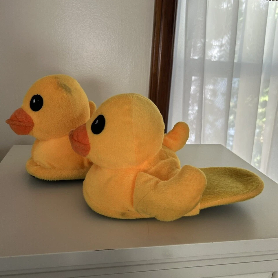 Zapatillas de felpa de pato gigantes amarillas rellenas deslizables animales de pato extravagantes acogedoras Foto 4 de 4