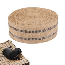 3.5" Craft Jute Webbing Tape 33 Yards Roll Natural Burlap with Black Stitch...