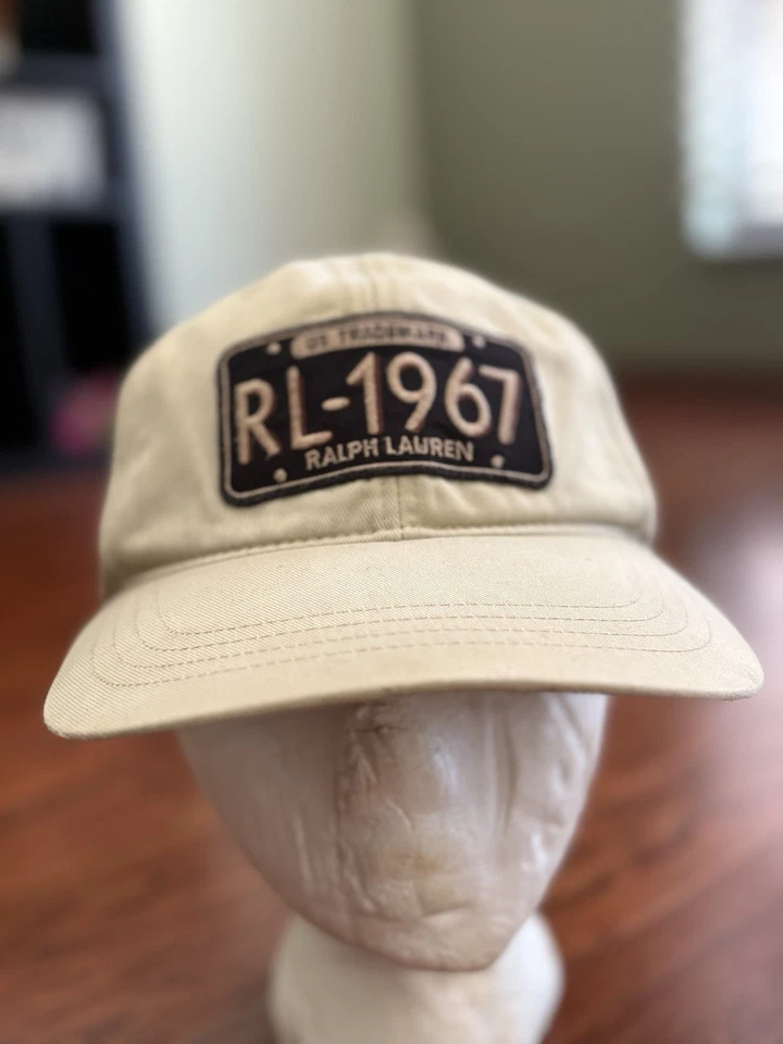 De Colección Polo Ralph Lauren Sombrero Gorra Correa Trasera Caqui Bordado RL 67 Placa Coche Foto 3 de 4