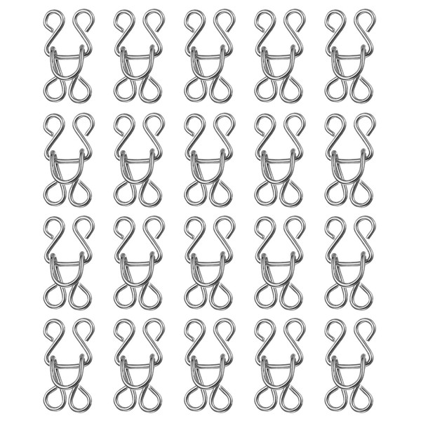 100StüCk 22Mm 4# NäHhaken Und ÖSen Verschluss FüR Kleidung Diy Handwerk Silber-image