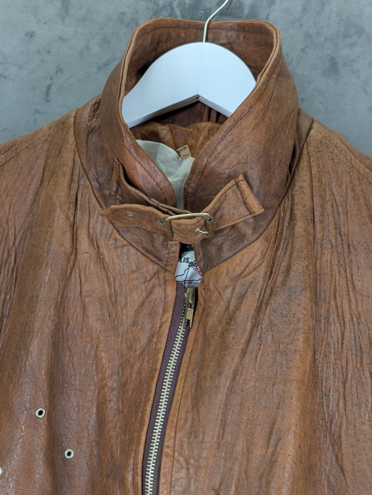 Zip It Leather Flying Aviator Jacket American Style Large Vintage Made England image 6