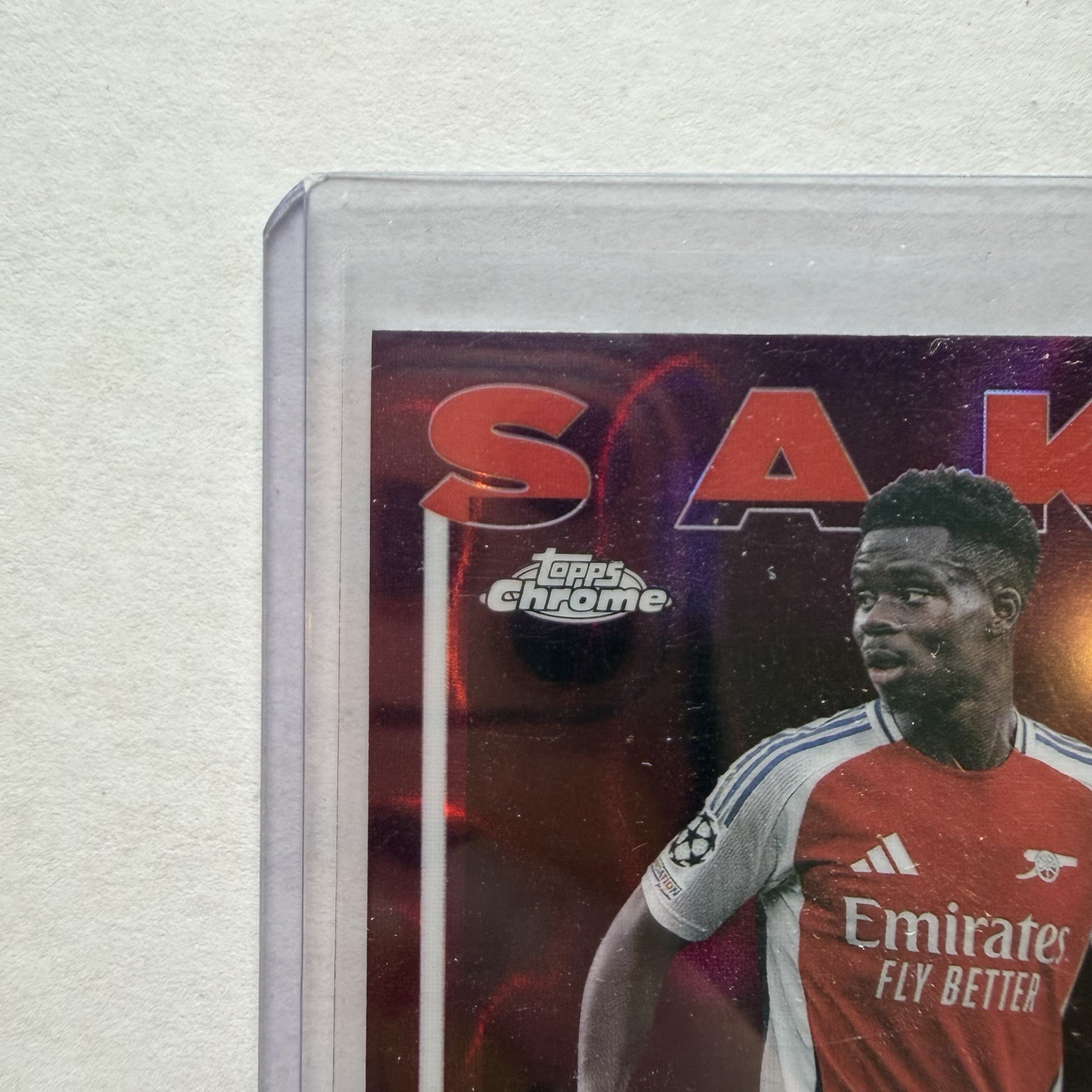 2024-25 Topps UEFA Club Competitions Bukayo Saka #77 Pink Lava /75 view 4