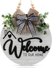3D Welcome Sign for Front Door- Farmhouse Door white