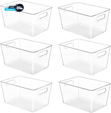 6 Pack Clear Storage Bins  Pantry Organizer Bins with Handle Large
