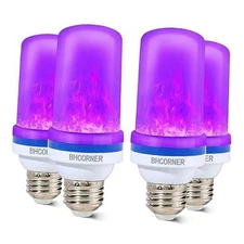 Smaller LED Purple Flame Light Bulbs - Halloween Purple -4pack