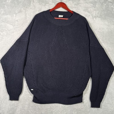 Oxbow Sweater Mens Large Navy Blue Knit Pullover Crewneck French Surfwear