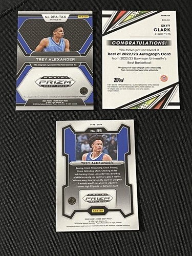 2024 Prizm Draft RC Auto Trey Alexander 2022-23 Bowman's Best U SKYY CLARK Auto - Picture 2 of 2