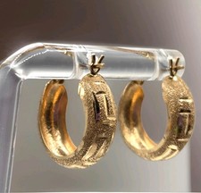 Vintage 14K Yellow Gold Hoop Pierced Earrings 1.7g
