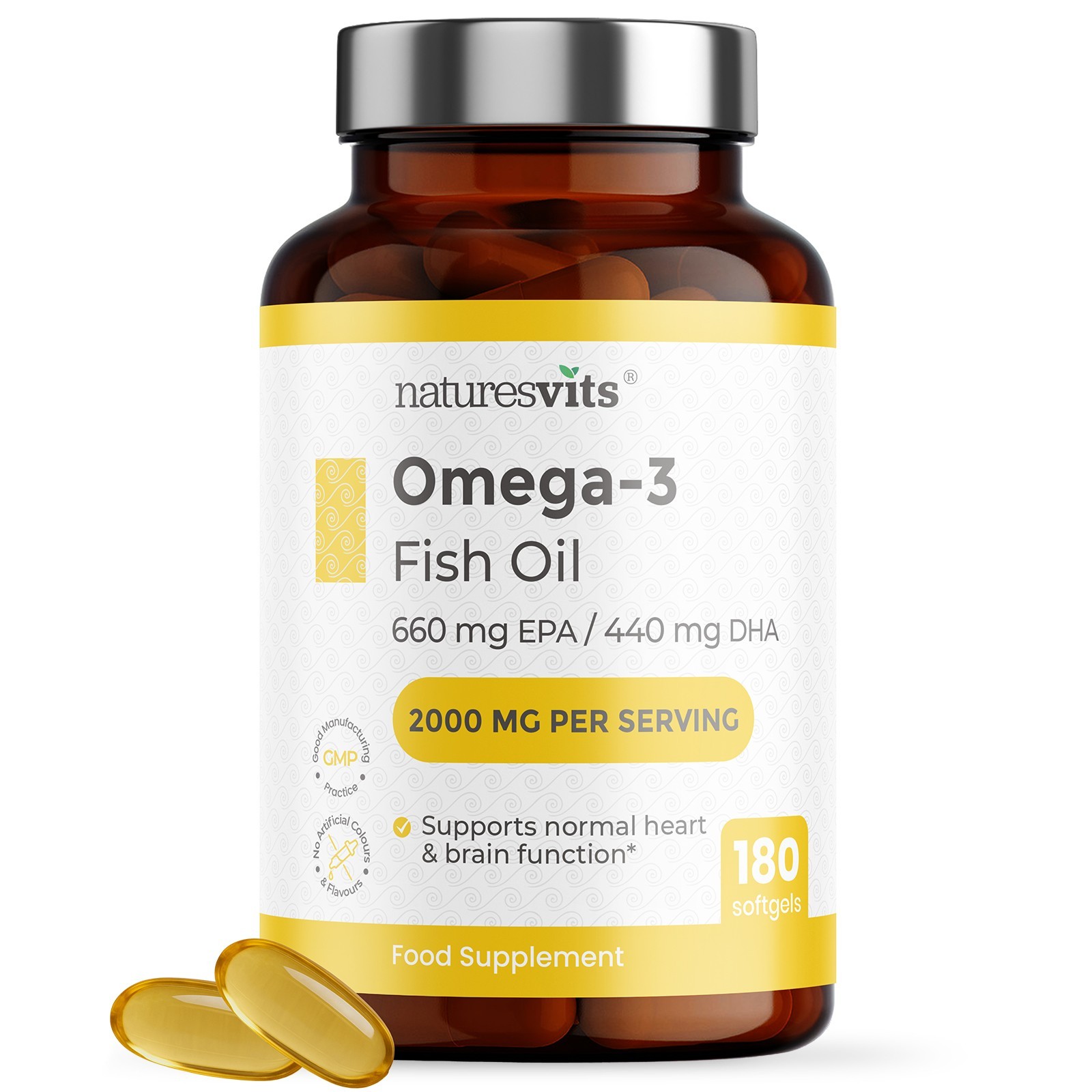 Omega 3 Fish Oil 2000mg – High Strength 660mg EPA & 440mg DHA – Heart Brain Join