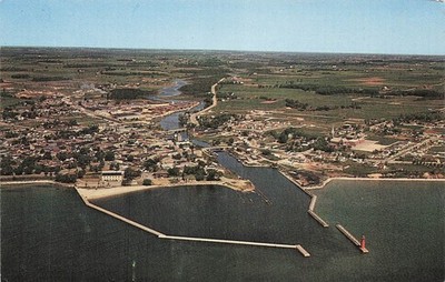 Algoma WI Wisconsin Harbor Hiawatha Pioneer Trail Vtg Postcard J20