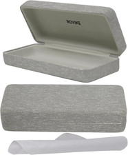 Hard Shell Eyeglass Case 1 Pack Gray with Cleaning Cloth Fits Small Medium