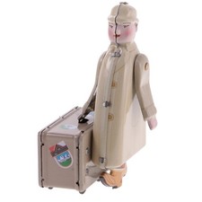 Wind up tin toy Walking with Suitcase Clockwork Collectible