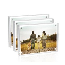 Acrylic Picture Frames 2.5x3.5 inches Pack of 3, Clear Double Sided Magnetic ...