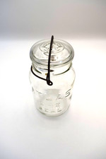 Vintage Atlas E-Z Seal Clear Quart Canning Jar w/ Wire Bail & Glass Lid