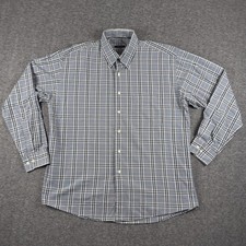 Burberry London Shirt Mens Large Gray Plaid Graph Check Long Sleeve Button USA