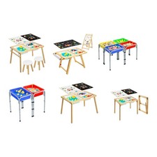 Uimoso Wooden Sensory Activity Table for Toddlers with Stools or Feet Options