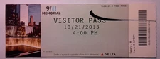 Vintage 9/11 Memorial Visitor Pass 2013 Free Admission Ticket NYC Delta Sponsor