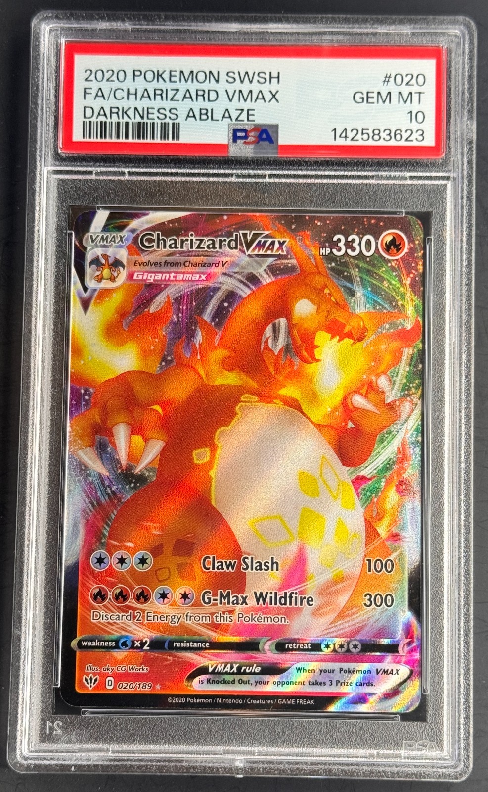 Charizard VMAX 020/189 PSA 10 GEM MINT | Darkness Ablaze Pokémon Card