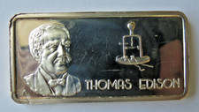 HAMILTON MINT THOMAS EDISON OUR GREATEST AMERICANS 1 TROY OUNCE .999 SILVER BAR