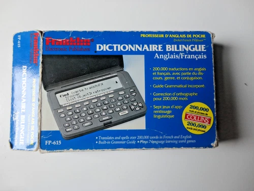 " DICTIONNAIRE BILINGUE " anglais-francais / FRANKLIN FP-615 avec livret