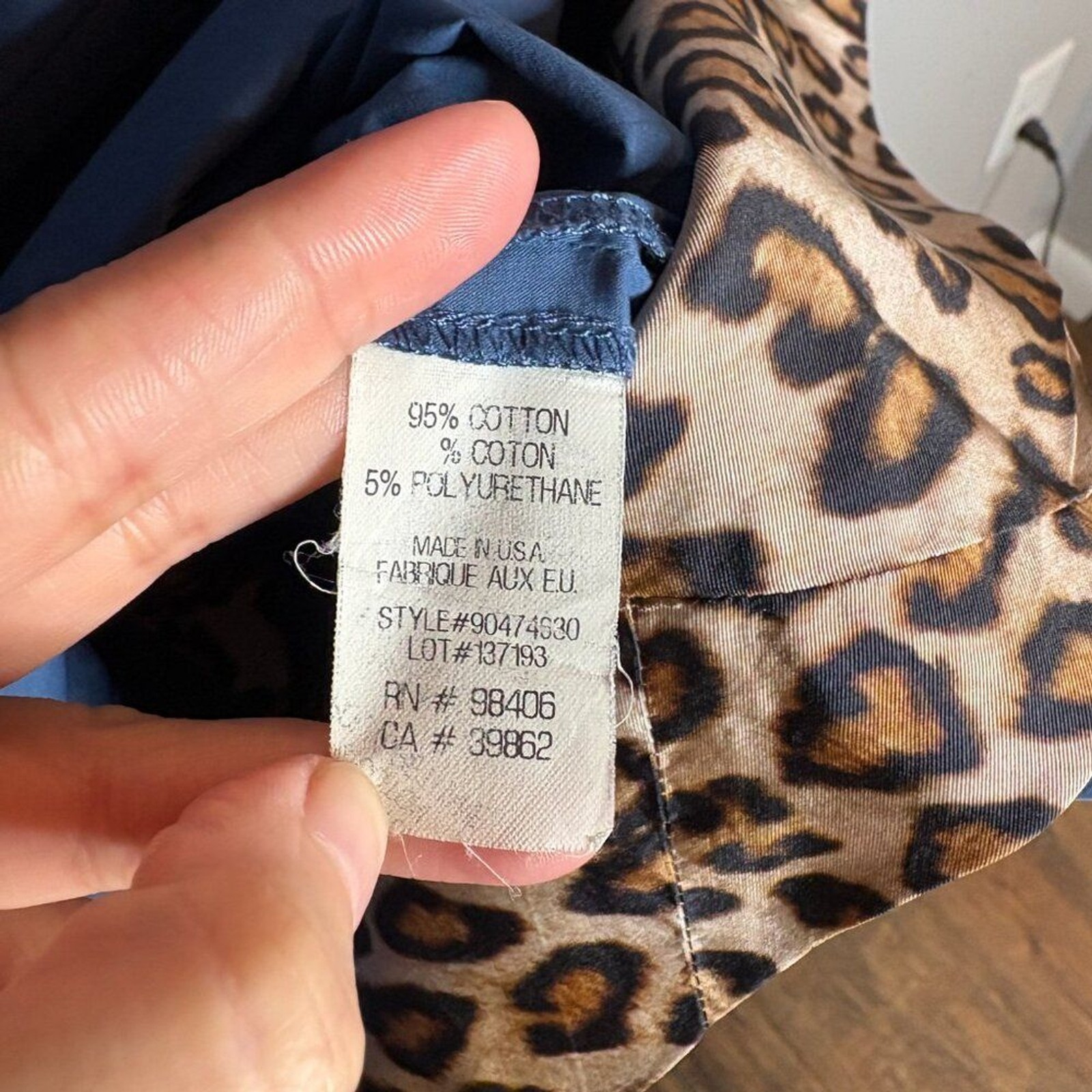 Theory blue collared button down leopard accent s… - image 4