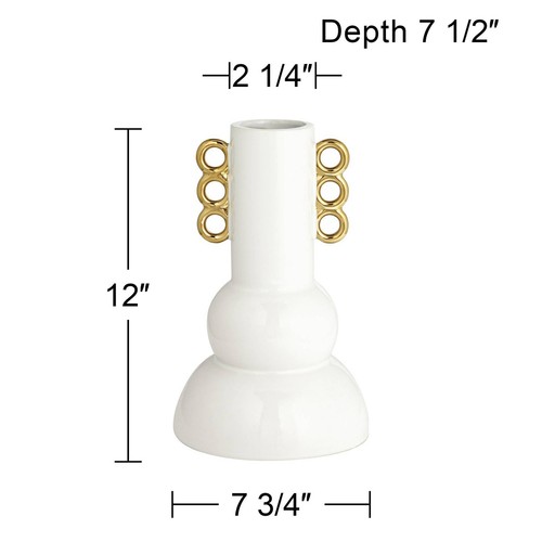 Empress 12" High Shiny White Ceramic Vase - Imagen 4 de 8