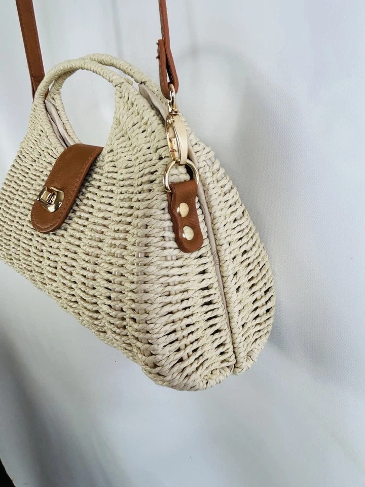 Cartera Bandolera Vintage Y2K Caja Mimbre Vacaciones Costera Boho Foto 4 de 4