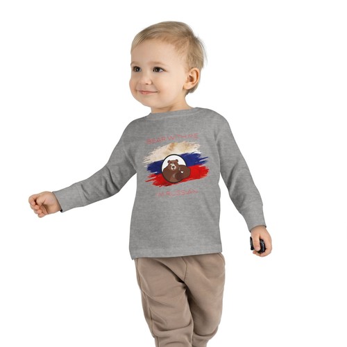 Bear with me I am Russian Flag Teddy Funny Toddler Boys Girls Kids Long Sleeve - Picture 8 of 25