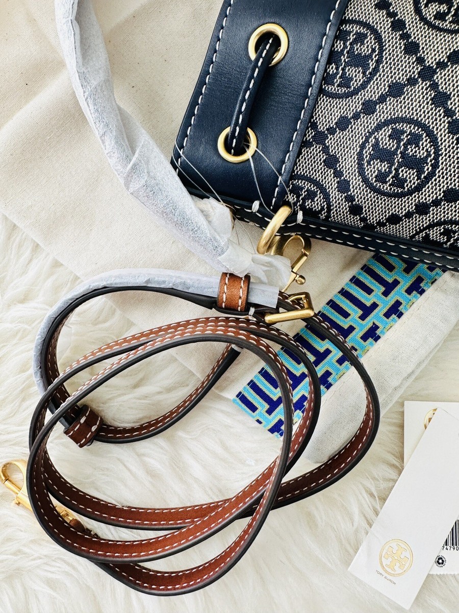 [ToryBurch] Tモノグラムミニバケツバッグ(Tory Navy) NWT Tory Burch Classic Navy T Monogram Jacquard MINI Bucket