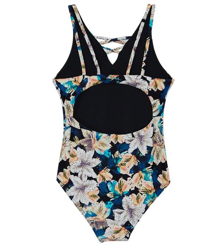 O'neill Tiller Floral One Piece Swimsuit Girls 5 Navy Flowers - Picture 2 of 2