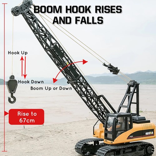 Large Huina 572 1:14 RC Truck Crane Crawler Alloy 15Ch Engineering Car 2.4Ghz - Picture 8 of 17