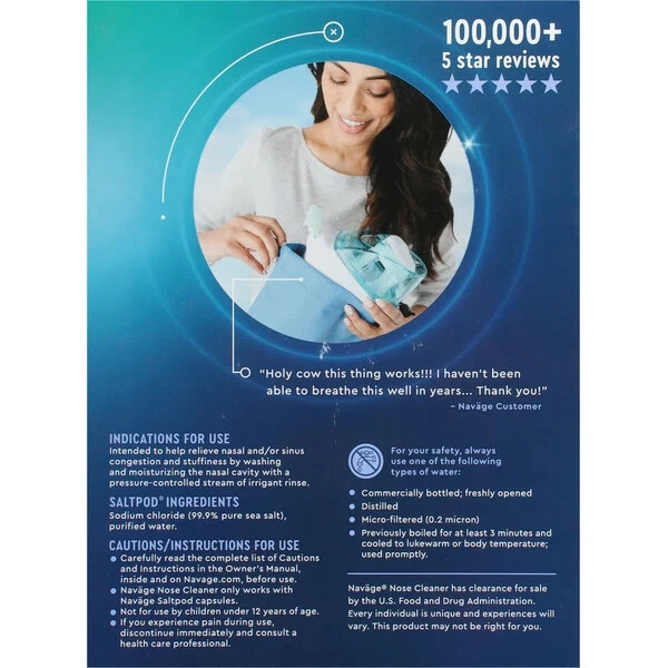 Navage Cuidado Nasal para Alivio de Congestión- (Sal-Vainas No Incluidas) Foto 3 de 4