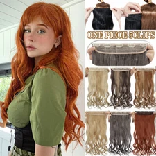 One Piece Natural as Human Clip in Hair Extensions Straight Curly Full Head US