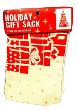 NWT 100% Cotton Holiday Christmas Gift Sack 18" Wide x 26" Long Reusable.