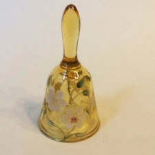 Fenton Bell Country Bouquet Amber Diamond Optic Glass 1980s D Hanlon 4.25 Inch