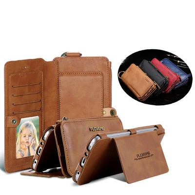 Multi-Functional Zipper Leather Wallet Flip Case For iPhone Samsung Card Pocket