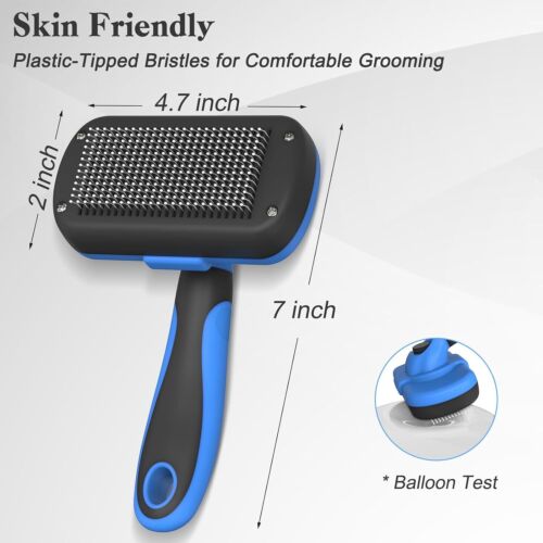 Self Cleaning Slicker Brush - Skin Friendly Deshedding Grooming Tool for Dogs - Picture 4 of 49