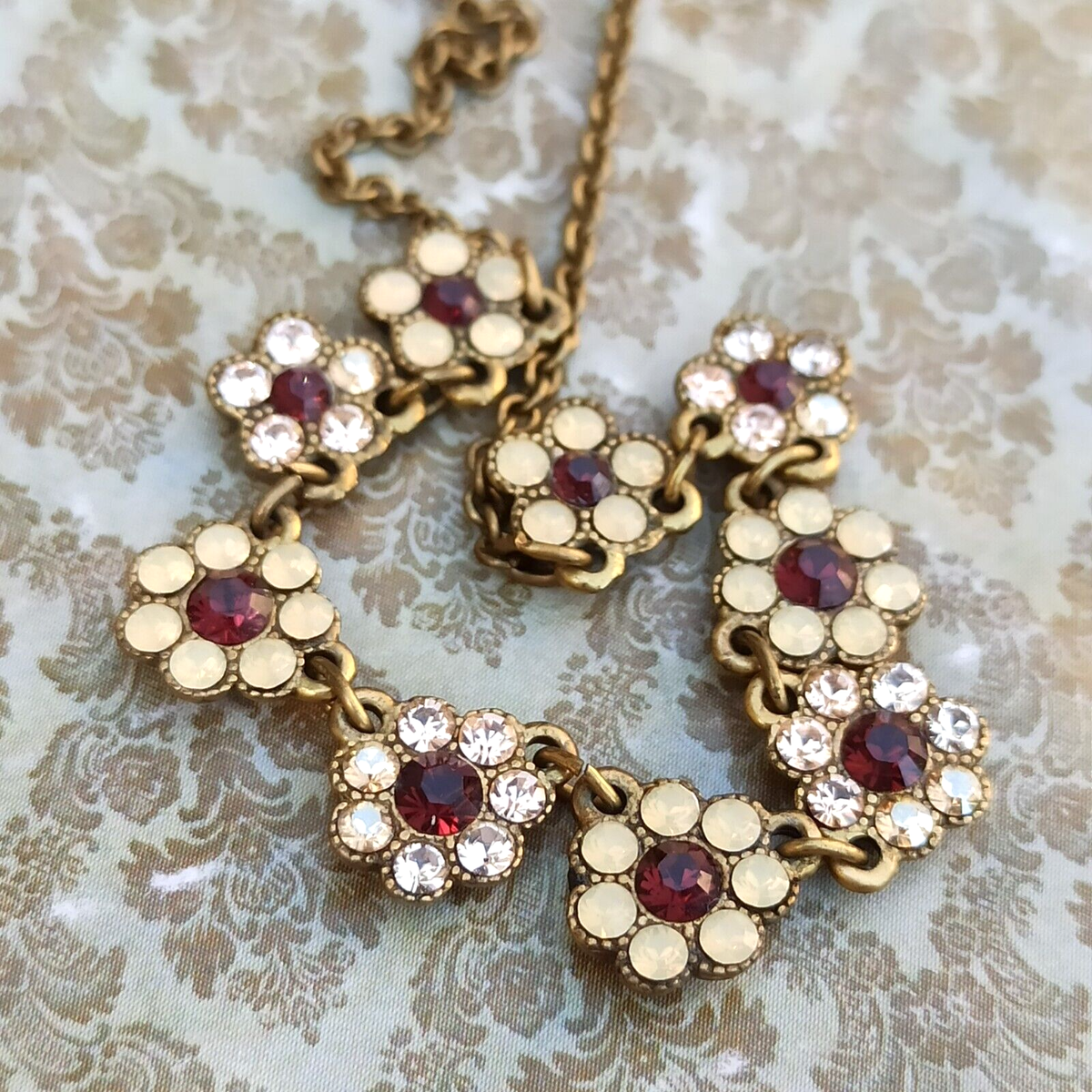 Michal Negrin Necklace Dainty Cream Peach Small Flowers