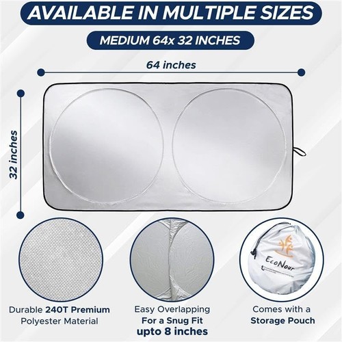 Patented Car Windshield Sun Shade, Blocks 99% Heat,Fits Cars, SUV, Truck, Medium - Picture 45 of 91