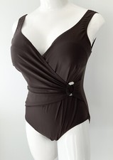 Matalan Chocolate Brown Wrap Style Swimsuit UK 22