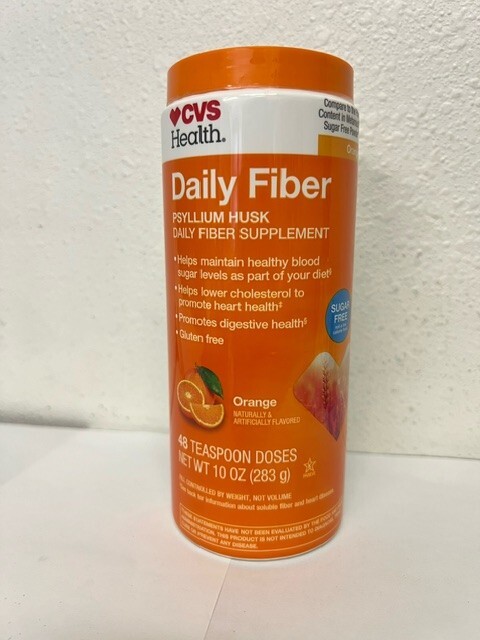 CVS Health Daily Fiber Psyllium Husk 48Teaspoon 10 oz, Orange Exp 