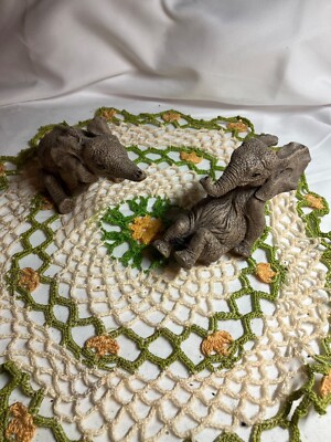Two Elephant Figurines From ''The Herd'' Collection by Martha Carey